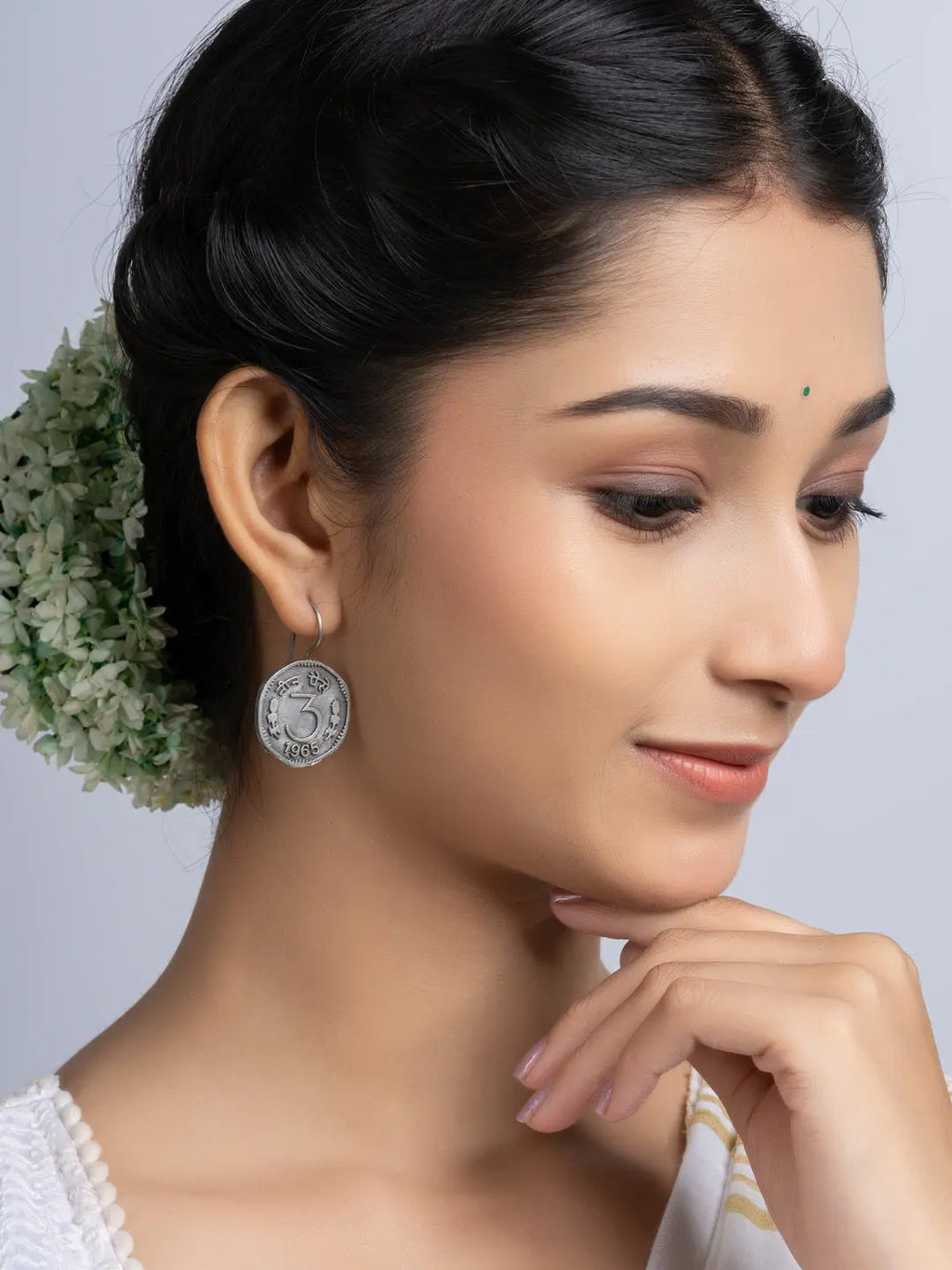 Oxidized Silver Three Paise Earring LOOK AND ADORN - designed for you