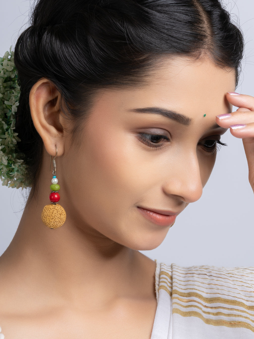 Yellow Lava Jade Pearl Earring