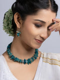 Semi Precious Blue Agate Quartz Necklace Set With Earrings LOOK AND ADORN - designed for you