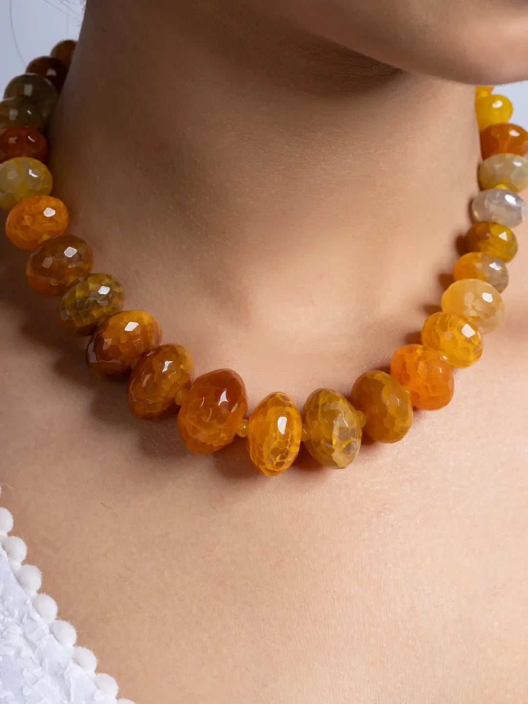 Semi Precious Orange Onyx Necklace Set With Earrings LOOK AND ADORN - designed for you