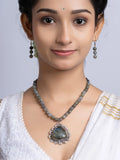 Semi Precious Grey Labradorite Necklace Set With Earrings LOOK AND ADORN - designed for you