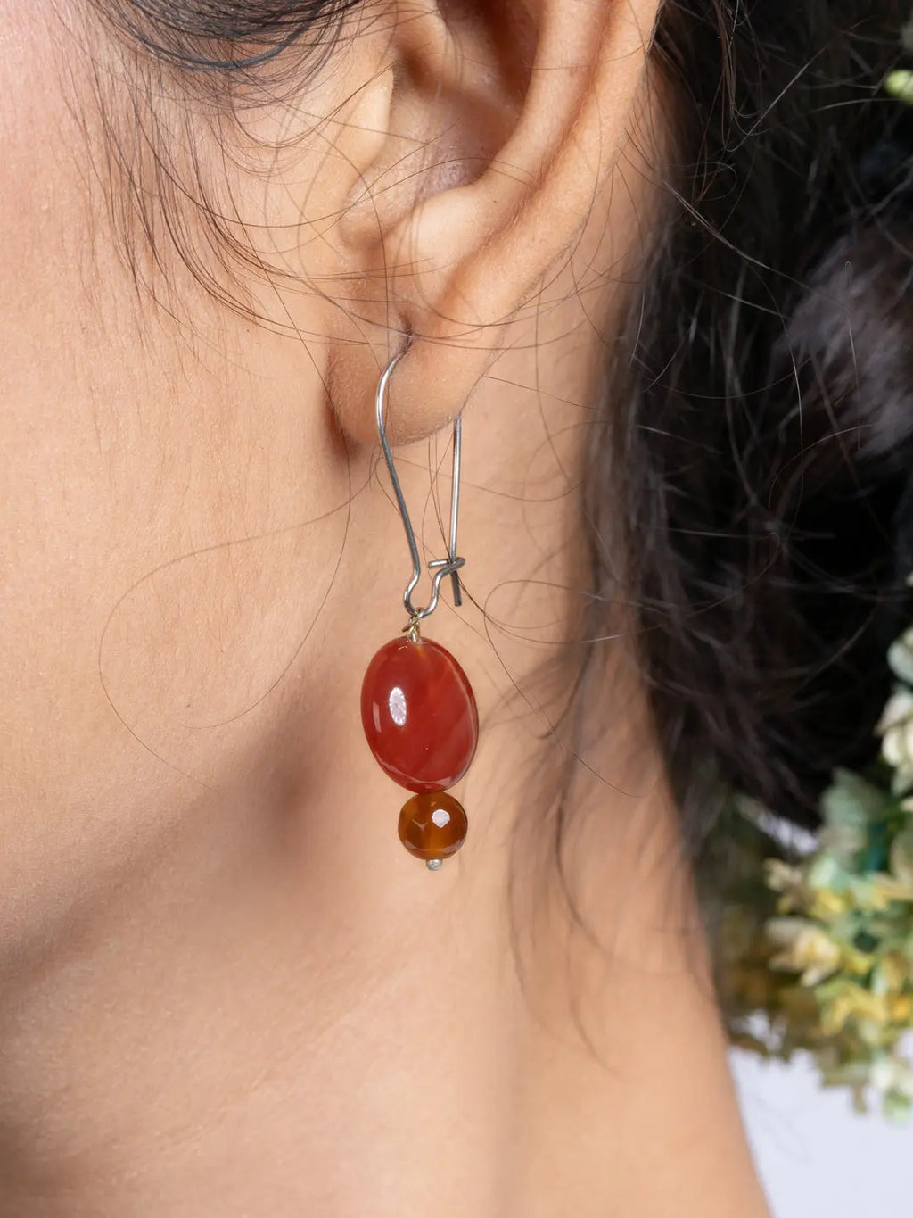 Semi Precious Black Brown Agate coral Necklace Set With Earrings LOOK AND ADORN - designed for you