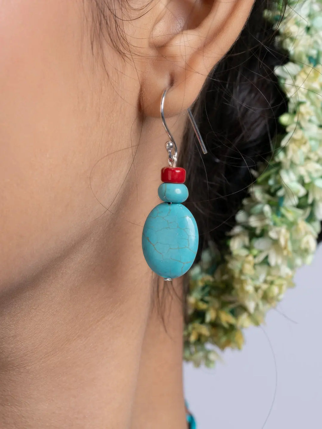 Turquoise Coral Tibetan Necklace Set With Earrings LOOK AND ADORN - designed for you
