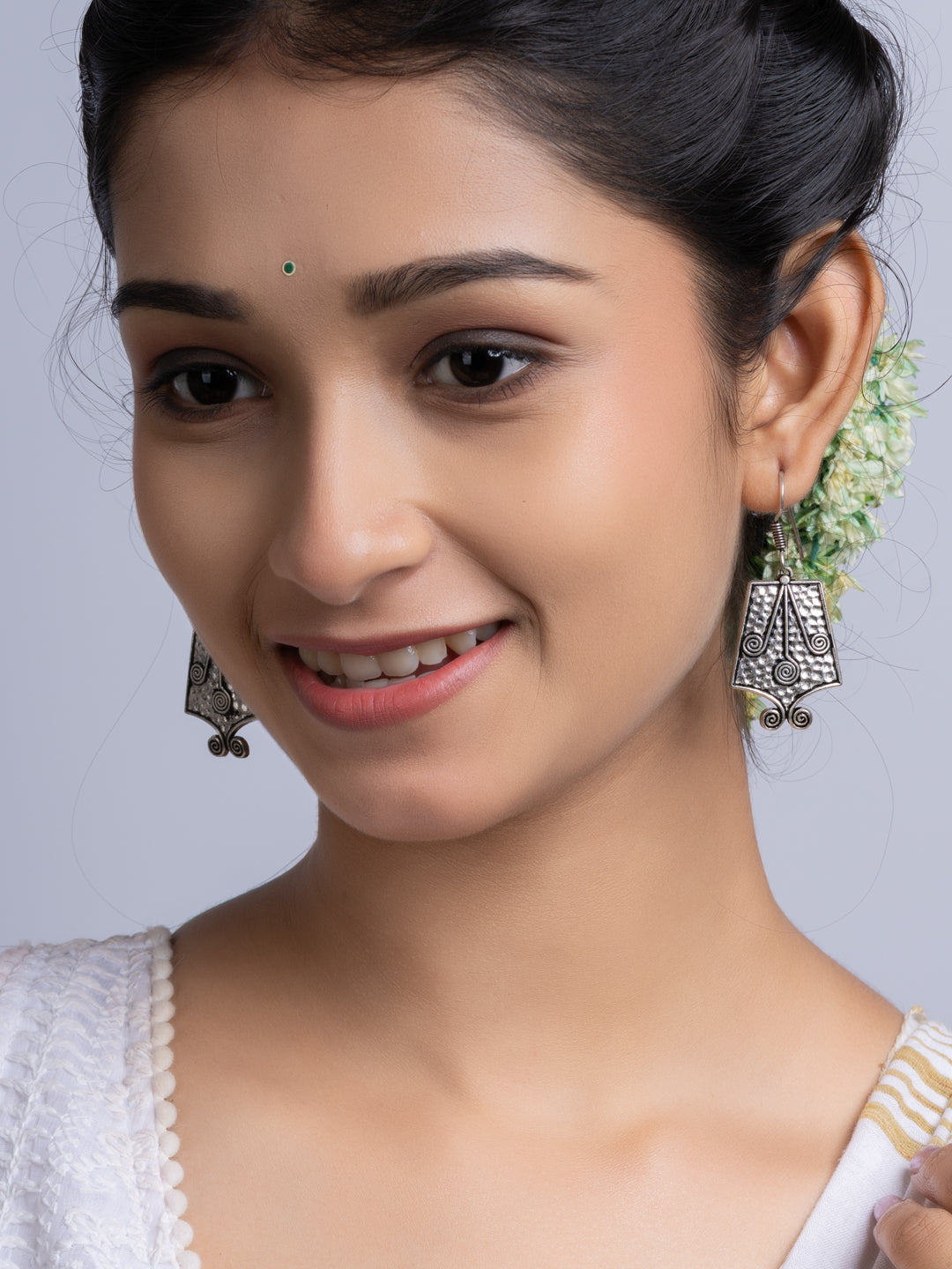 Oxidized Silver Tribal Earring