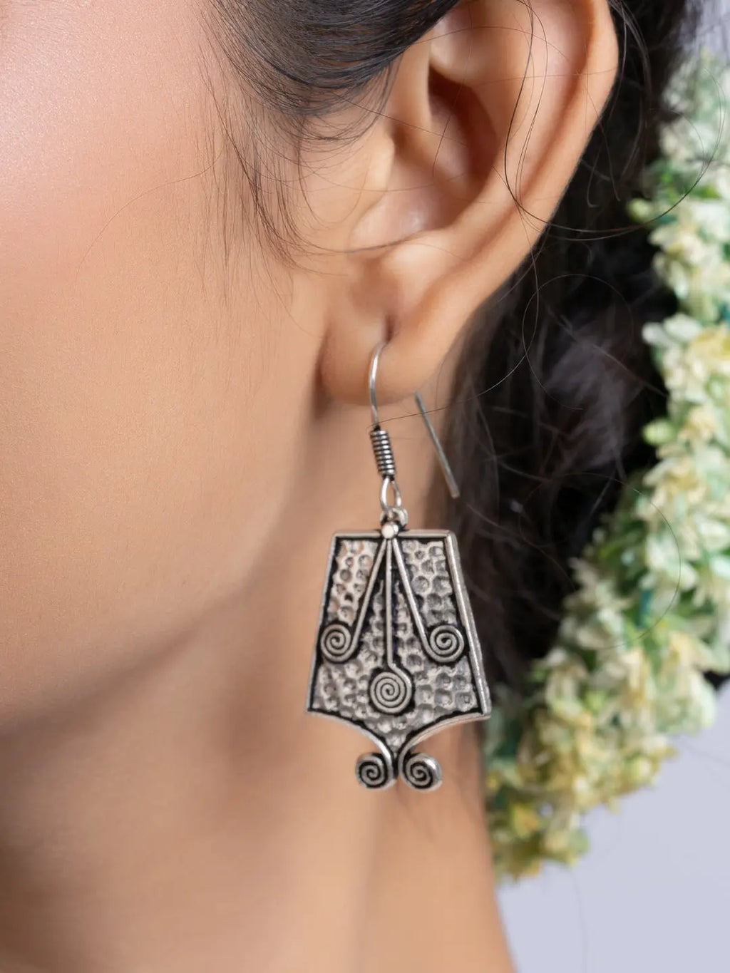 Oxidized Silver Tribal Earring LOOK AND ADORN - designed for you