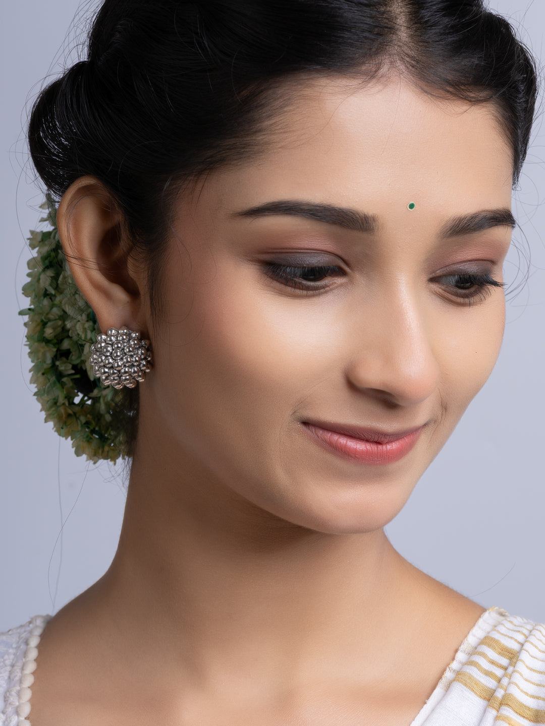 German Silver Cluster Stud Earring