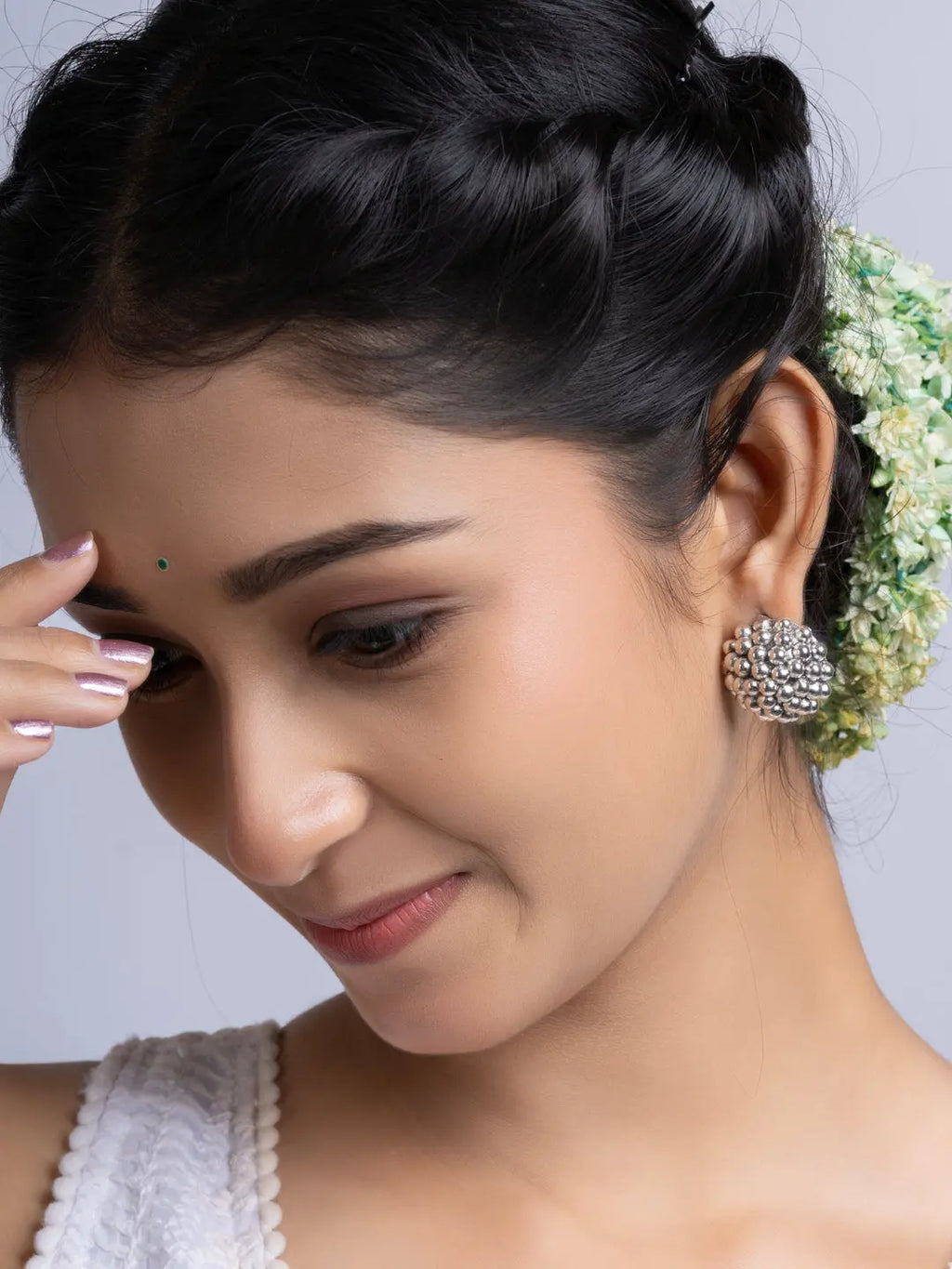 German Silver Cluster Stud Earring LOOK AND ADORN - designed for you