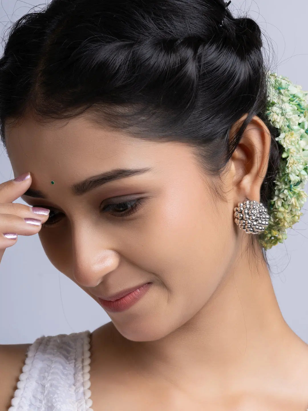 German Silver Cluster Stud Earring LOOK AND ADORN - designed for you