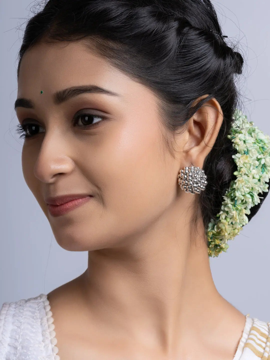 German Silver Cluster Stud Earring LOOK AND ADORN - designed for you