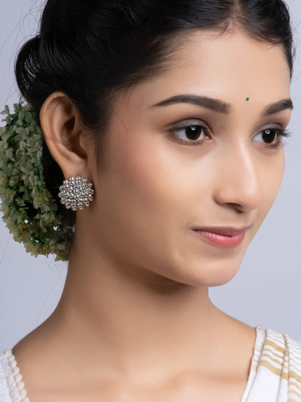 German Silver Cluster Stud Earring LOOK AND ADORN - designed for you