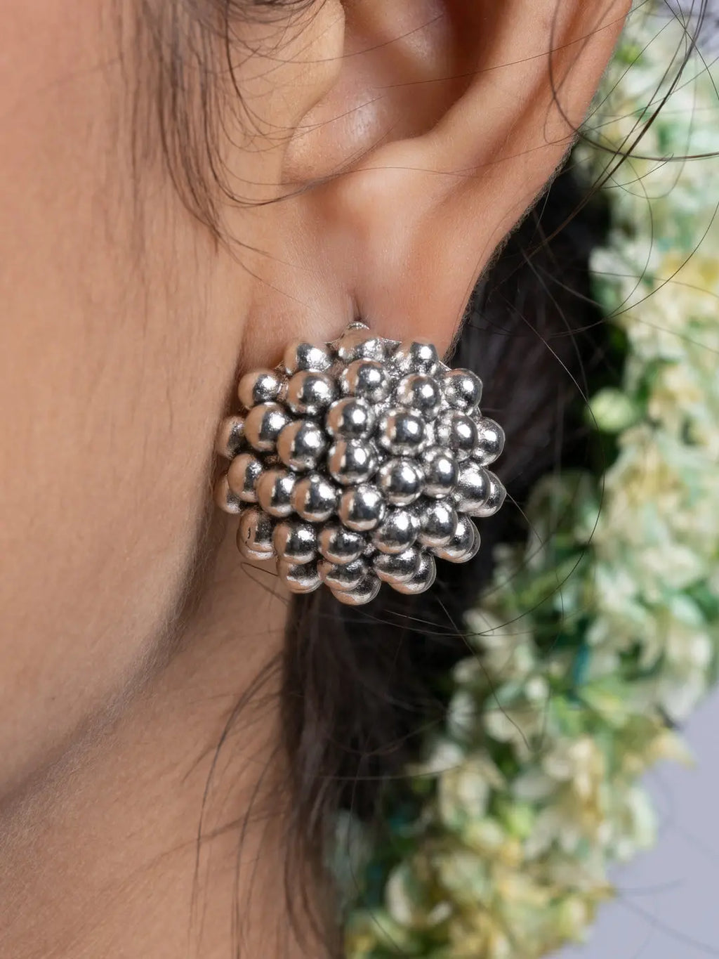 German Silver Cluster Stud Earring LOOK AND ADORN - designed for you