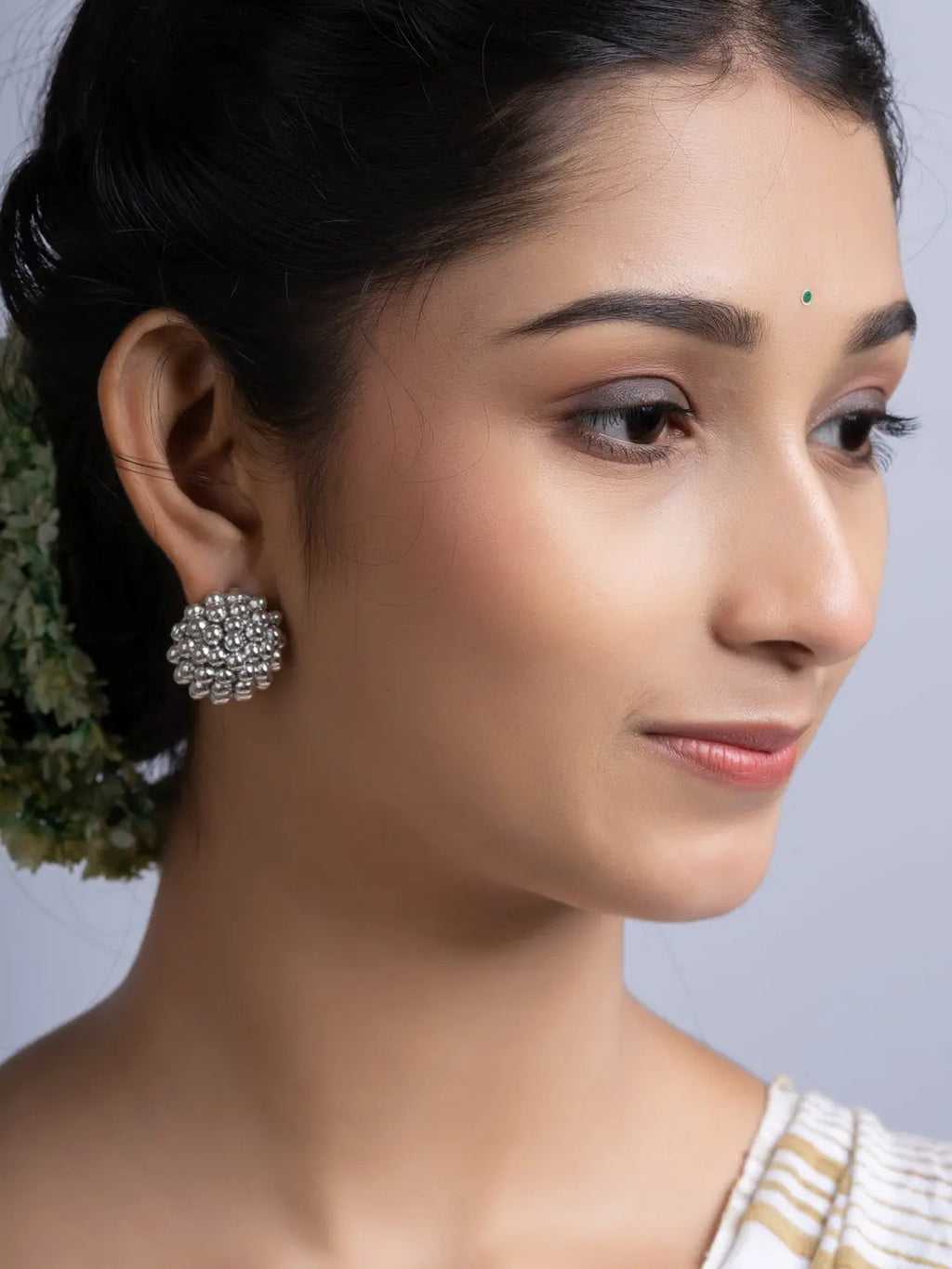 German Silver Cluster Stud Earring LOOK AND ADORN - designed for you