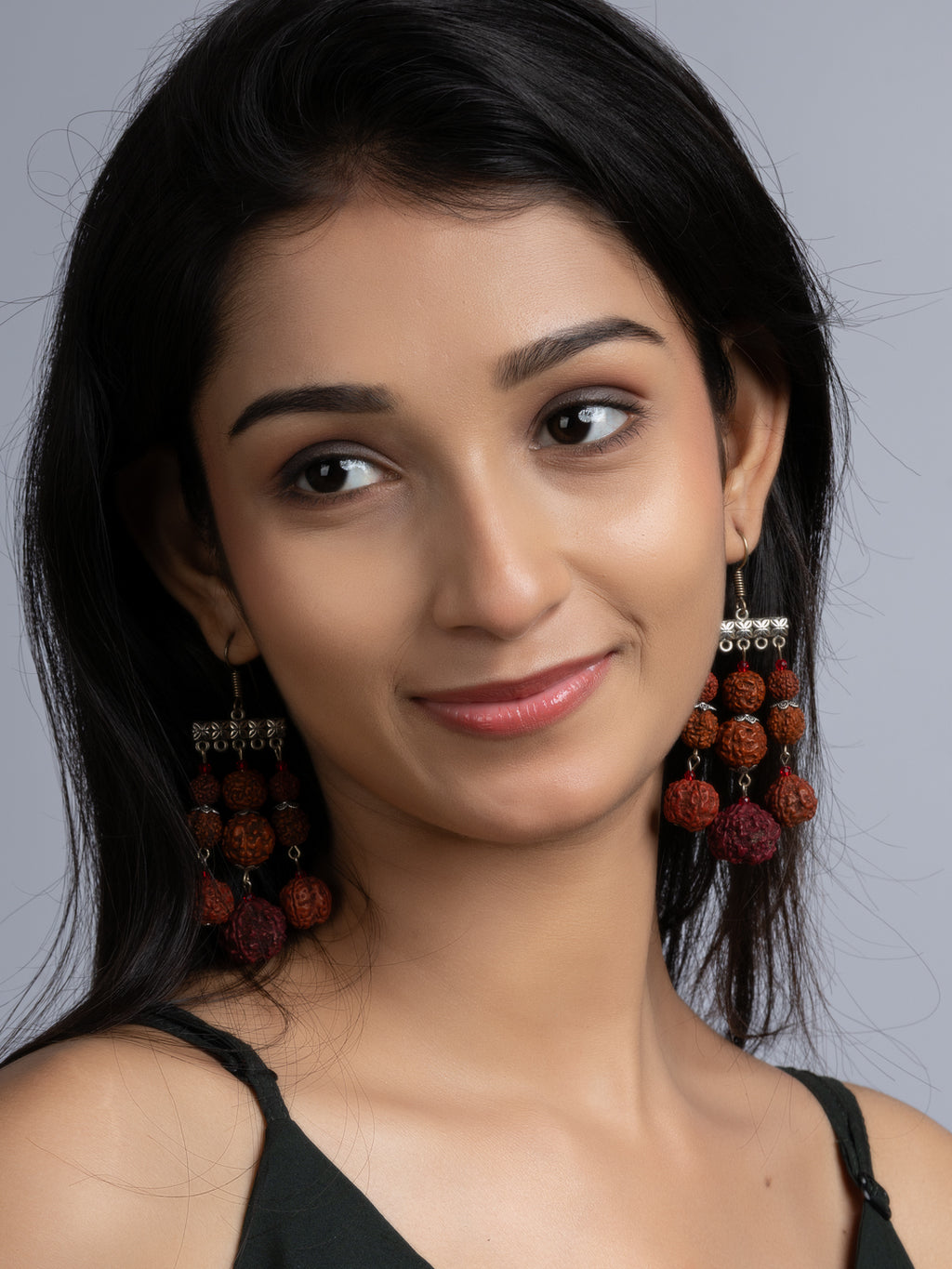 Handmade Designer Faux Rudraksh Earrings with German Silver Frame - Lookandadorn.com