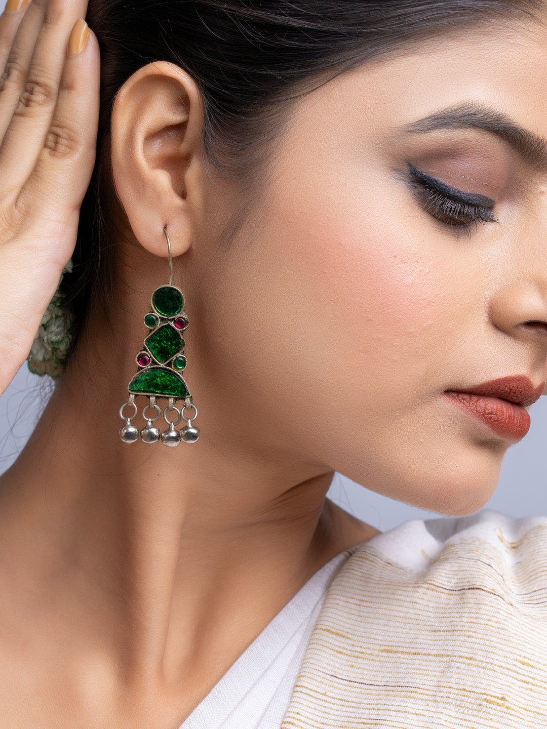 Green Afghan Dangler Earrings - Lookandadorn.com