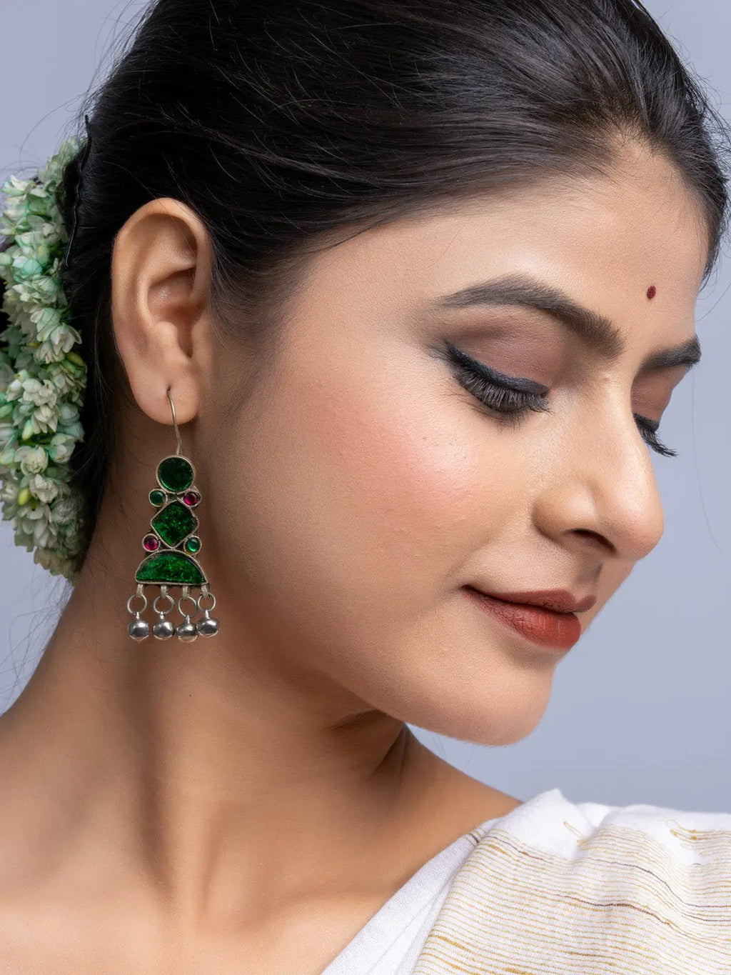 Green Afghan Dangler Earrings - Lookandadorn.com