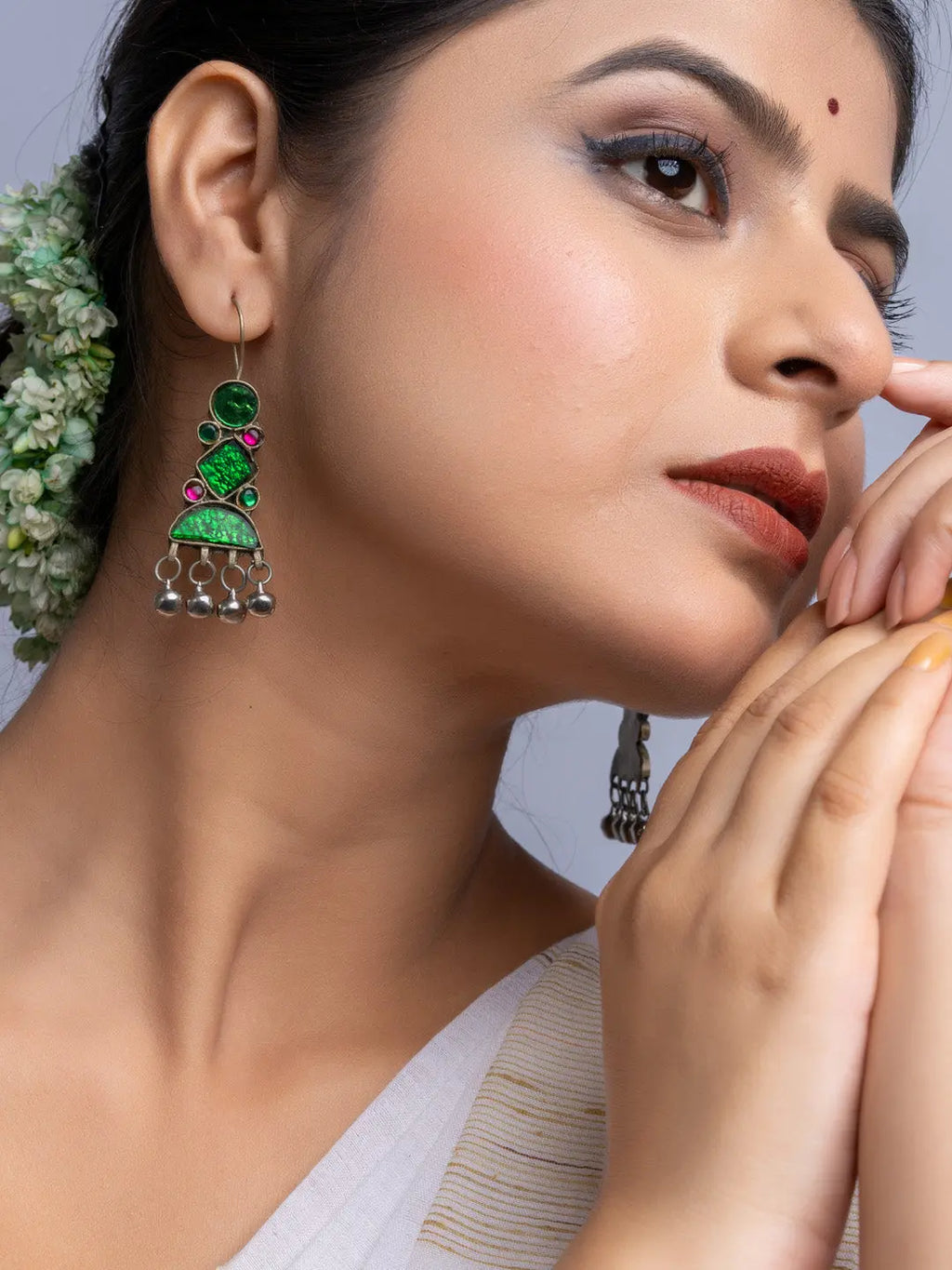 Green Afghan Dangler Earrings - Lookandadorn.com
