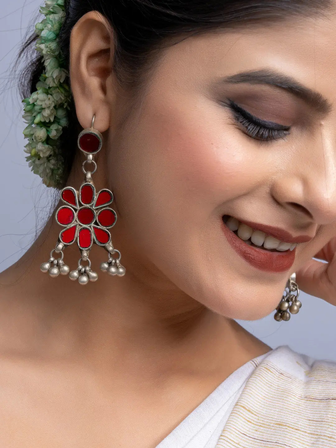 Red Glass Afghan Dangler Earrings - Lookandadorn.com