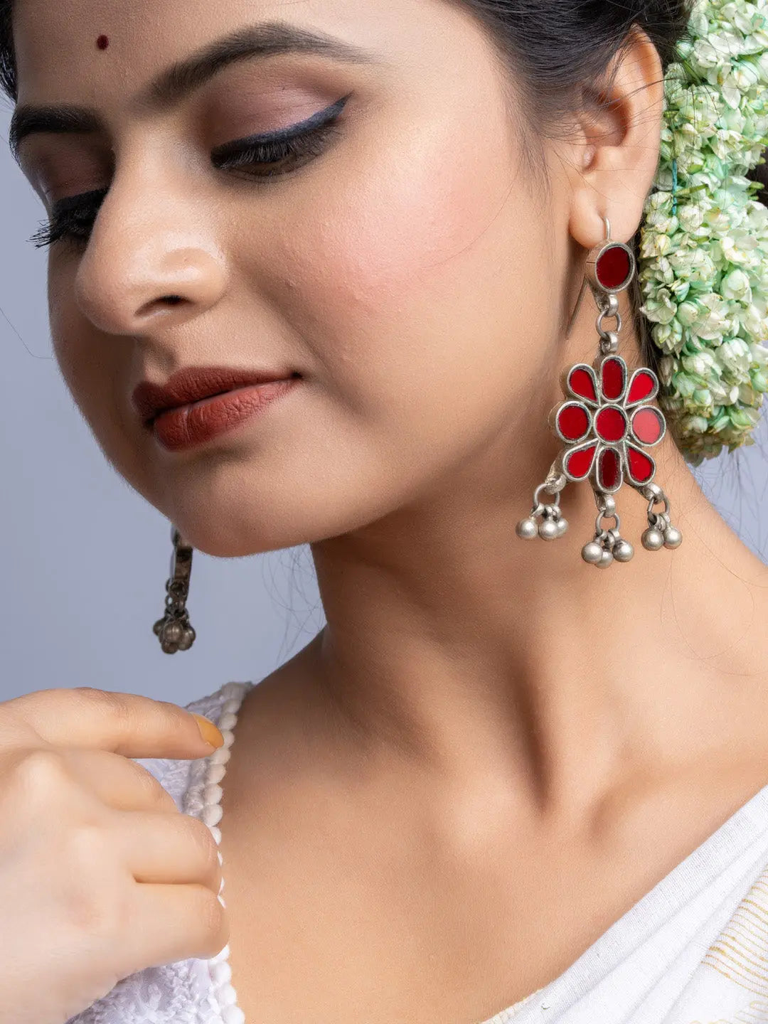 Red Glass Afghan Dangler Earrings - Lookandadorn.com