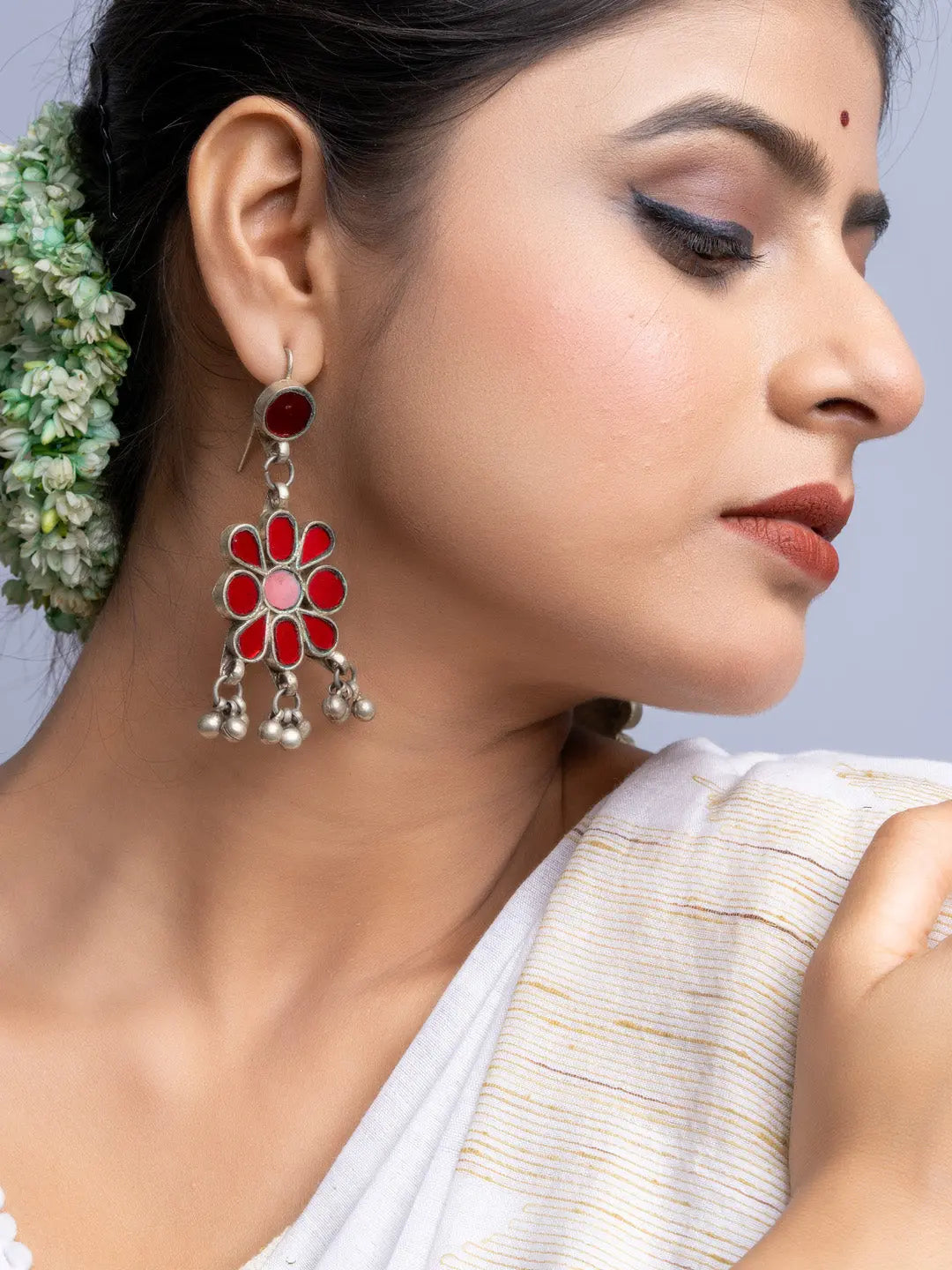 Red Glass Afghan Dangler Earrings - Lookandadorn.com