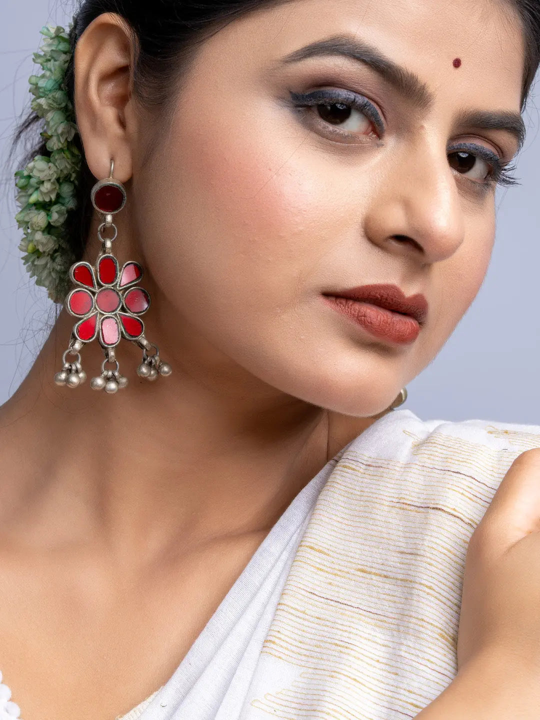 Red Glass Afghan Dangler Earrings - Lookandadorn.com