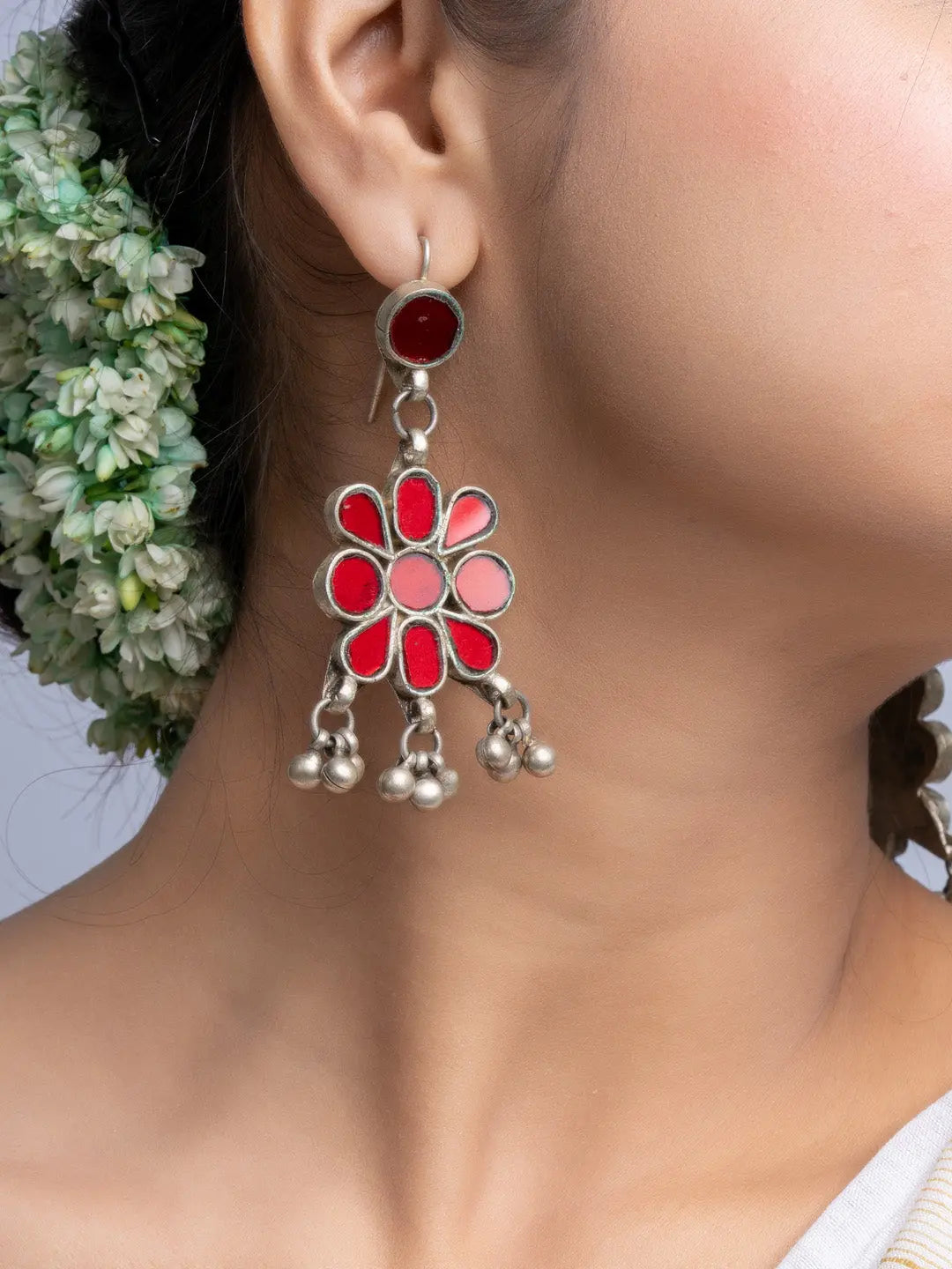 Red Glass Afghan Dangler Earrings - Lookandadorn.com