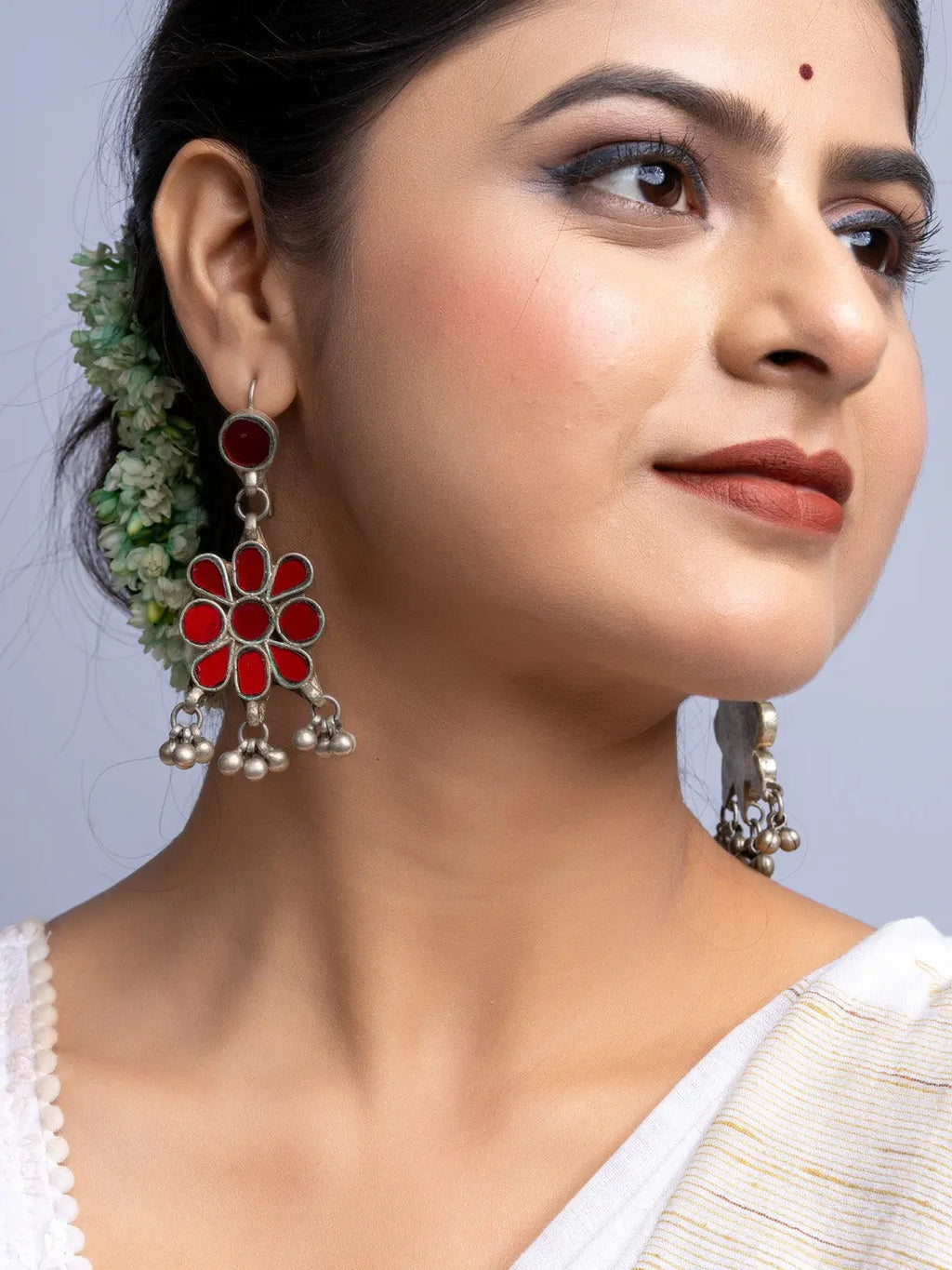 Red Glass Afghan Dangler Earrings - Lookandadorn.com