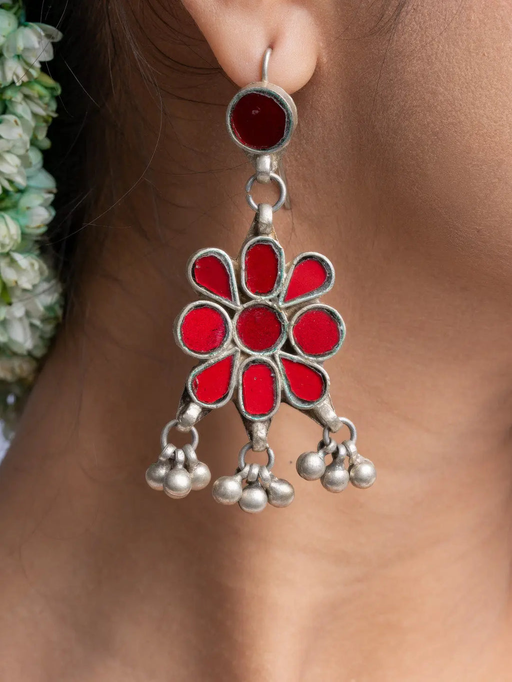 Red Glass Afghan Dangler Earrings - Lookandadorn.com