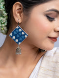 Indigo Blue Fabric Jhumka Earrings - Lookandadorn.com