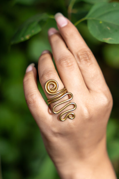 Handmade Snake Dokra Brass Adjustable Finger Ring