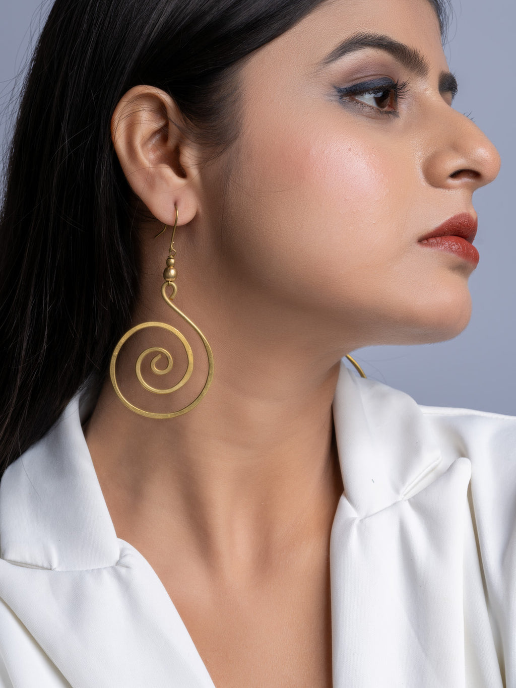 Spiral Golden Brass Dokra Earrings