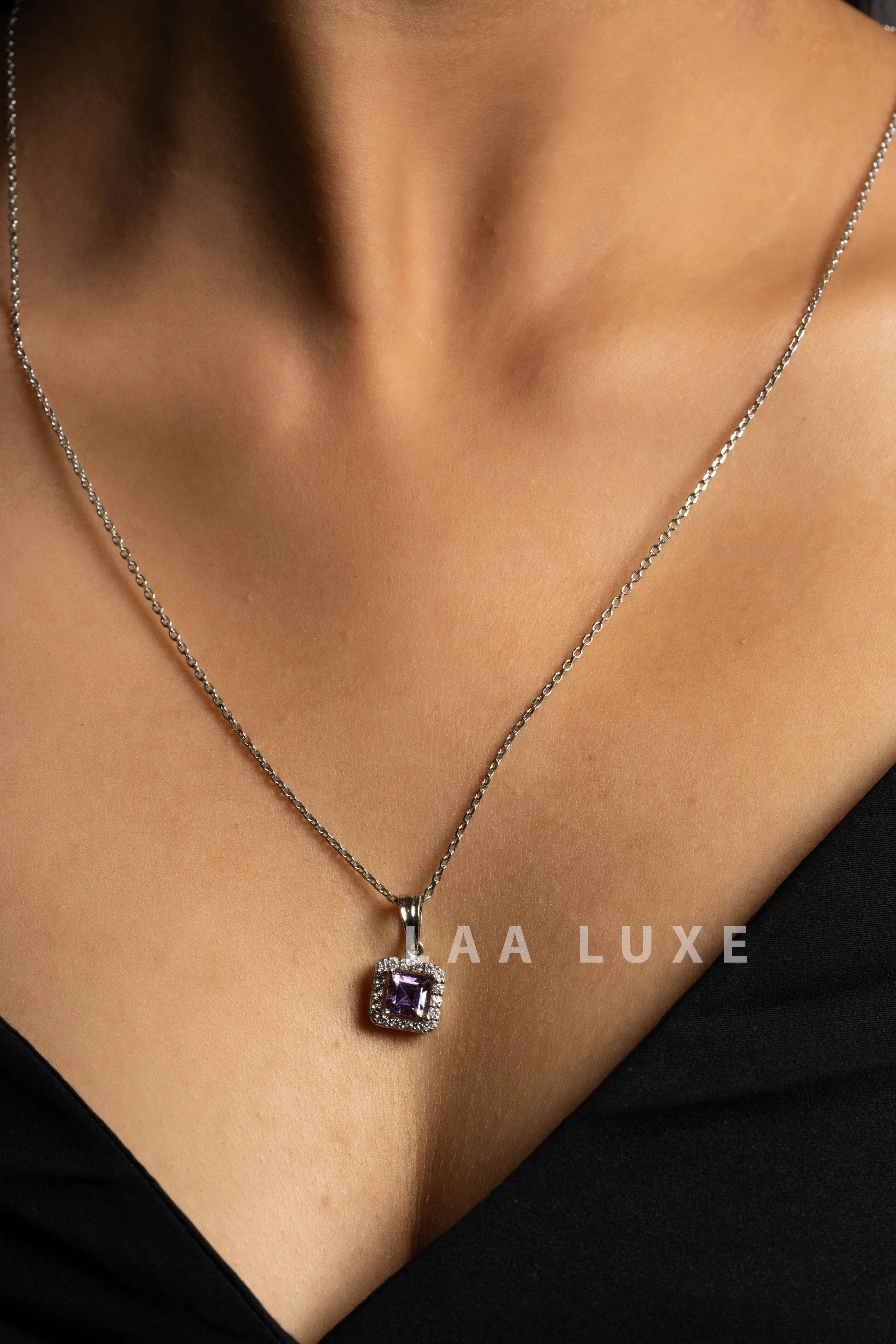 Purple Sapphire American Diamond Sterling Silver Jewelry Set - Lookandadorn.com