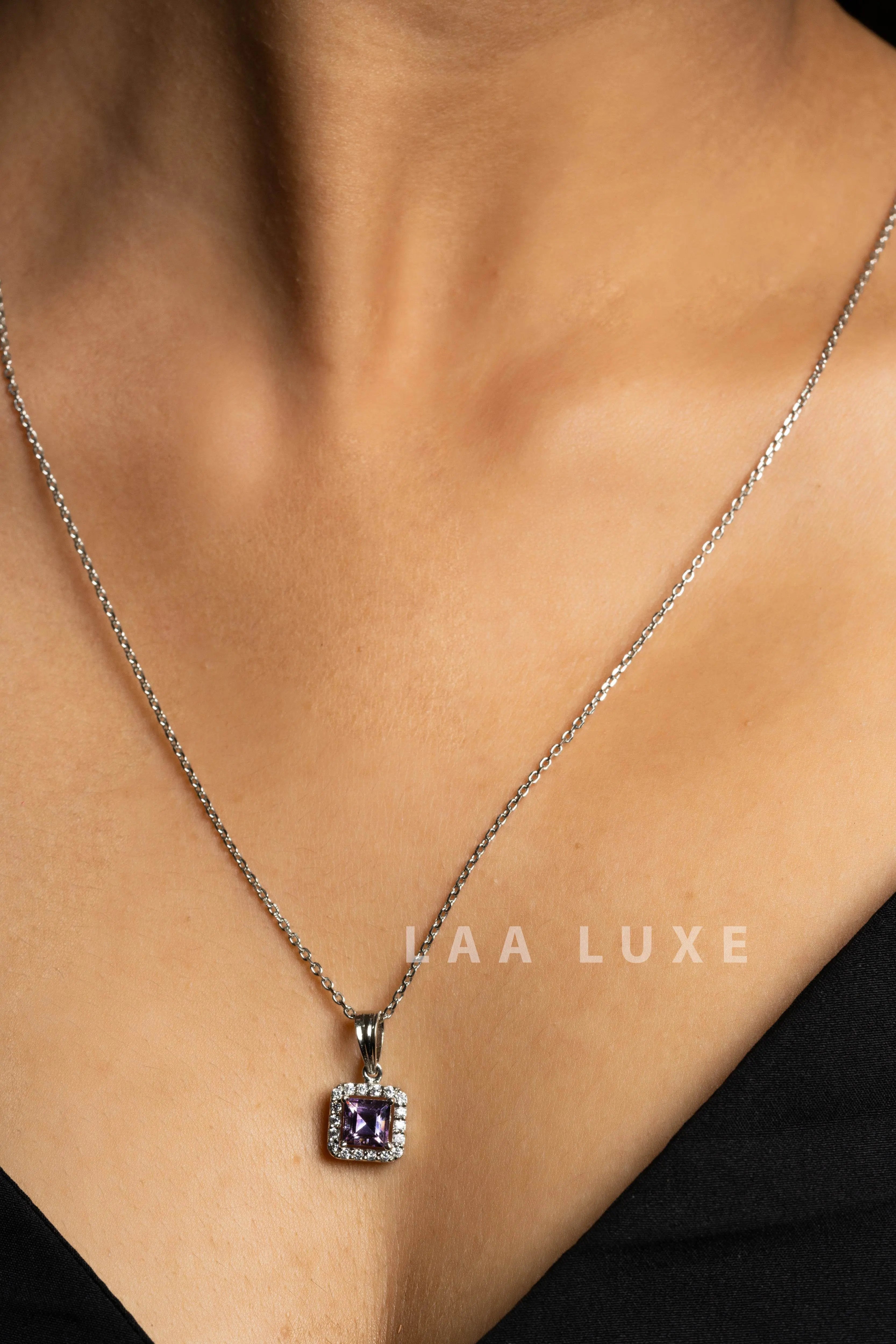 Purple Sapphire American Diamond Sterling Silver Jewelry Set - Lookandadorn.com