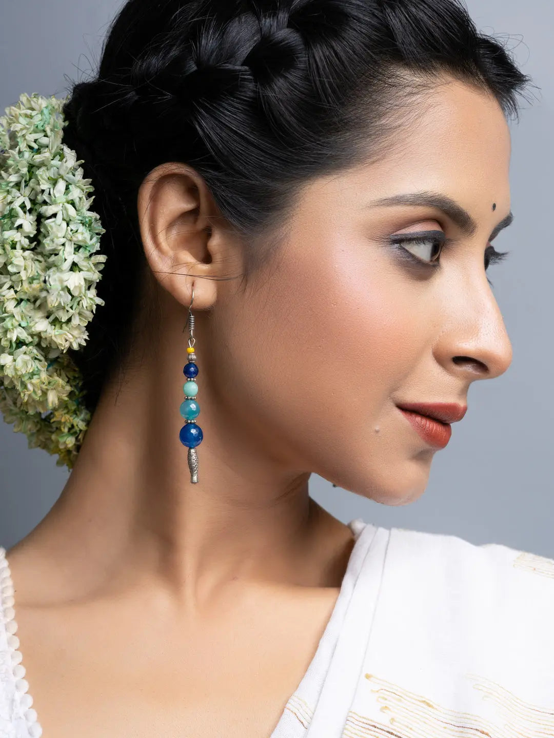 Shades of Blue Onyx Fish Earrings - Lookandadorn.com