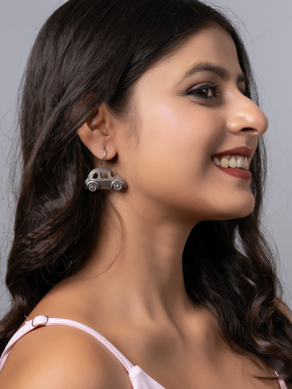 Oxidized Silver Taxi Car hook Earring LOOK AND ADORN - designed for you
