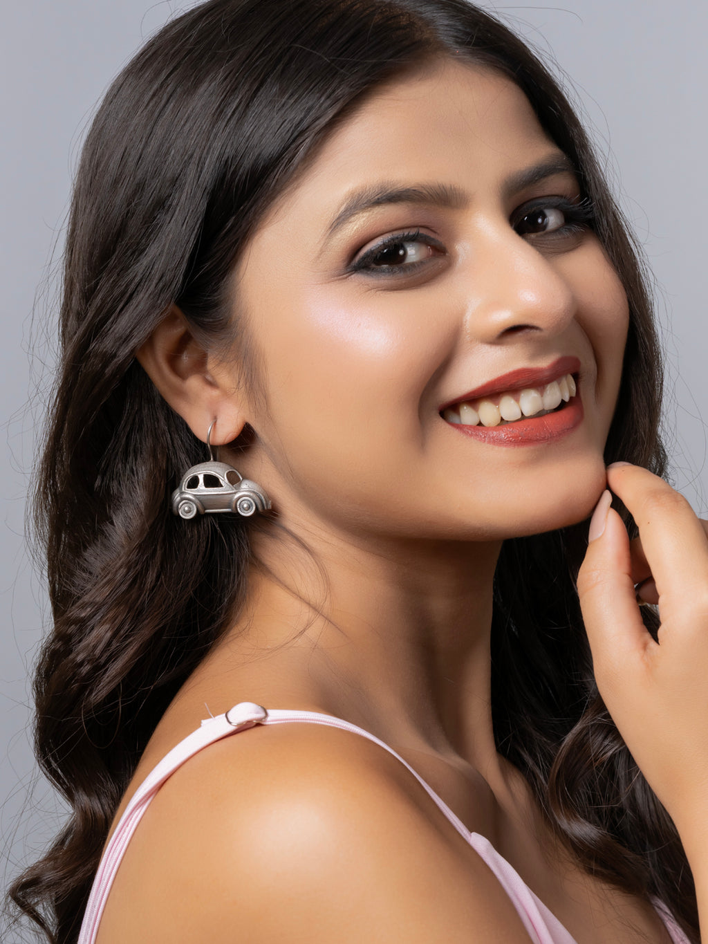 Oxidized Silver Taxi Car hook Earring LOOK AND ADORN - designed for you