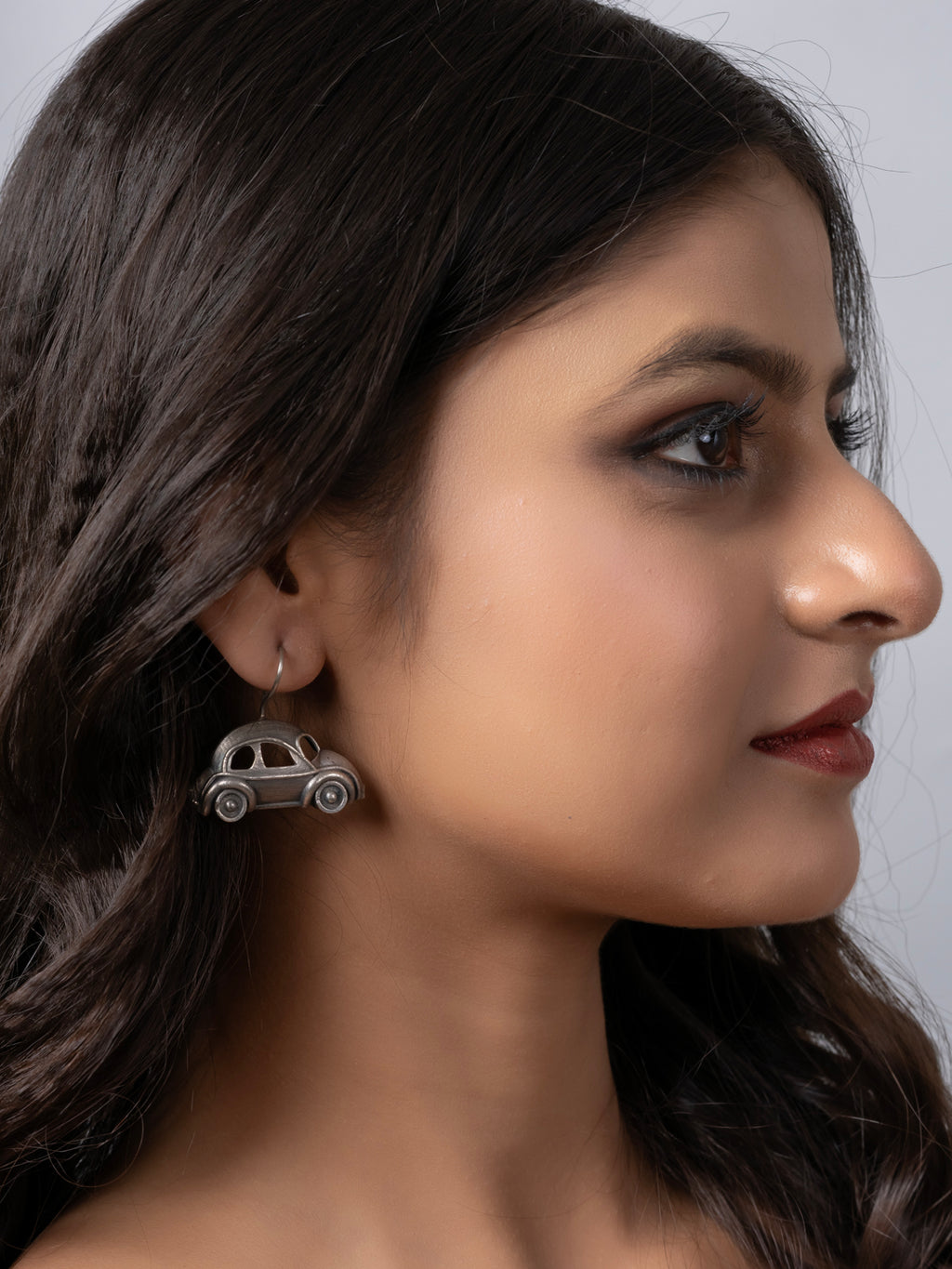 Oxidized Silver Taxi Car hook Earring LOOK AND ADORN - designed for you