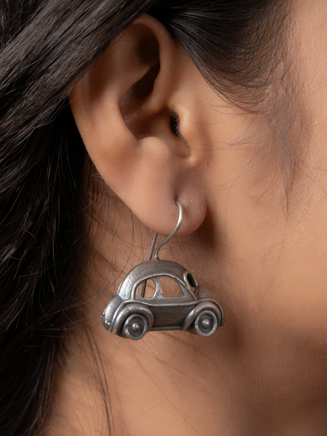 Oxidized Silver Taxi Car hook Earring LOOK AND ADORN - designed for you