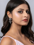Oxidized Silver Geometric Ghungroo Stud Earring LOOK AND ADORN - designed for you