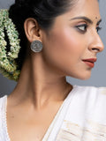 Oxidised Silver 1 Paise Stud Earrings - Lookandadorn.com