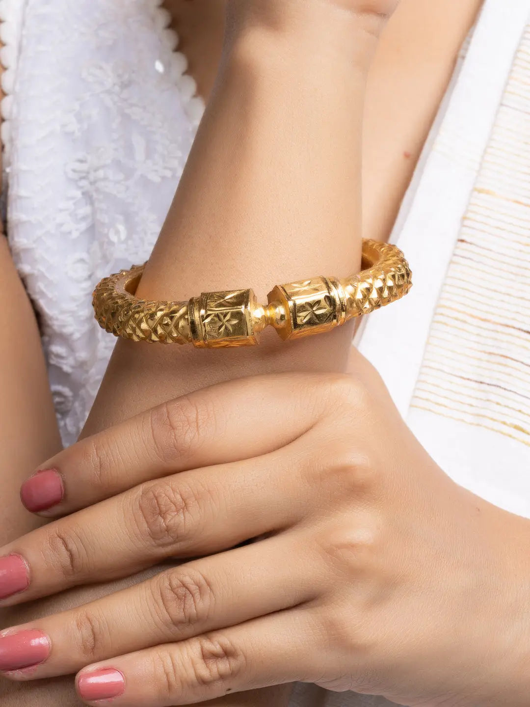 Gold Plated Nakshi Design Bangle - Exquisite Copper Jewelry for All Occasions - Lookandadorn.com