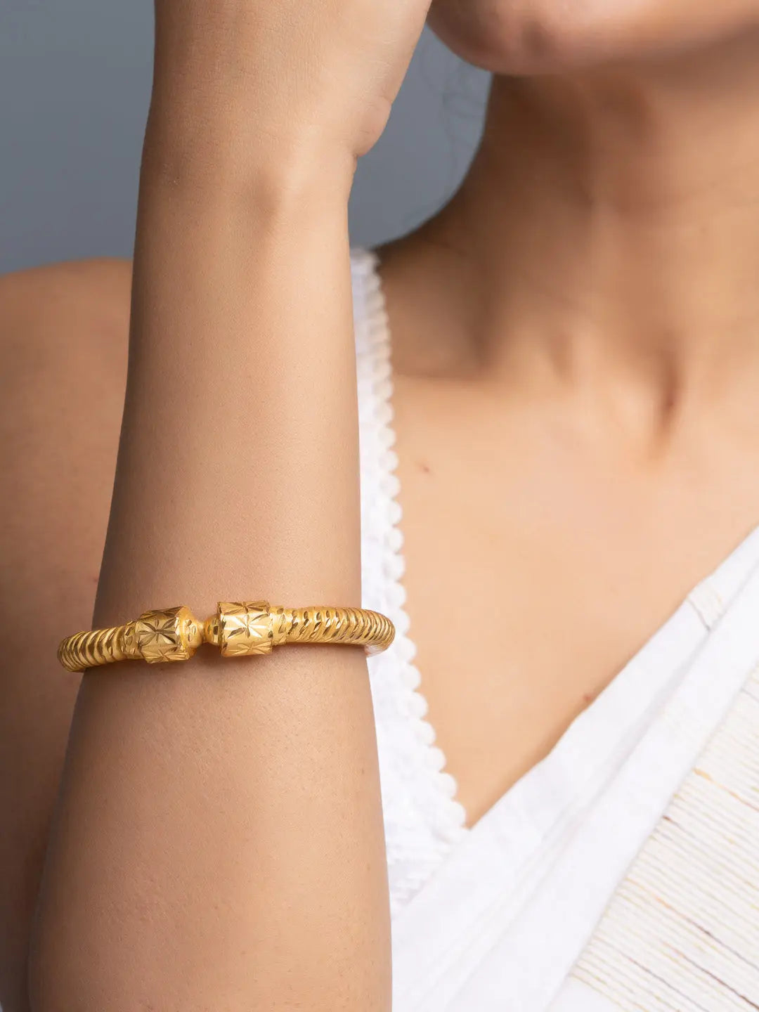 Gold Plated Traditional Sarada Bala Bangle - Elegant Copper Jewelry Design for All Occasions - Lookandadorn.com