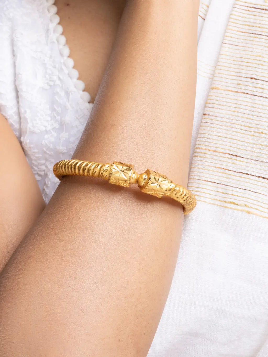Gold Plated Traditional Sarada Bala Bangle - Elegant Copper Jewelry Design for All Occasions - Lookandadorn.com