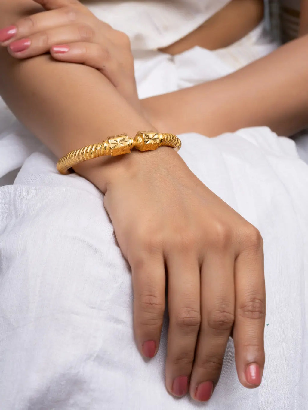 Gold Plated Traditional Sarada Bala Bangle - Elegant Copper Jewelry Design for All Occasions - Lookandadorn.com