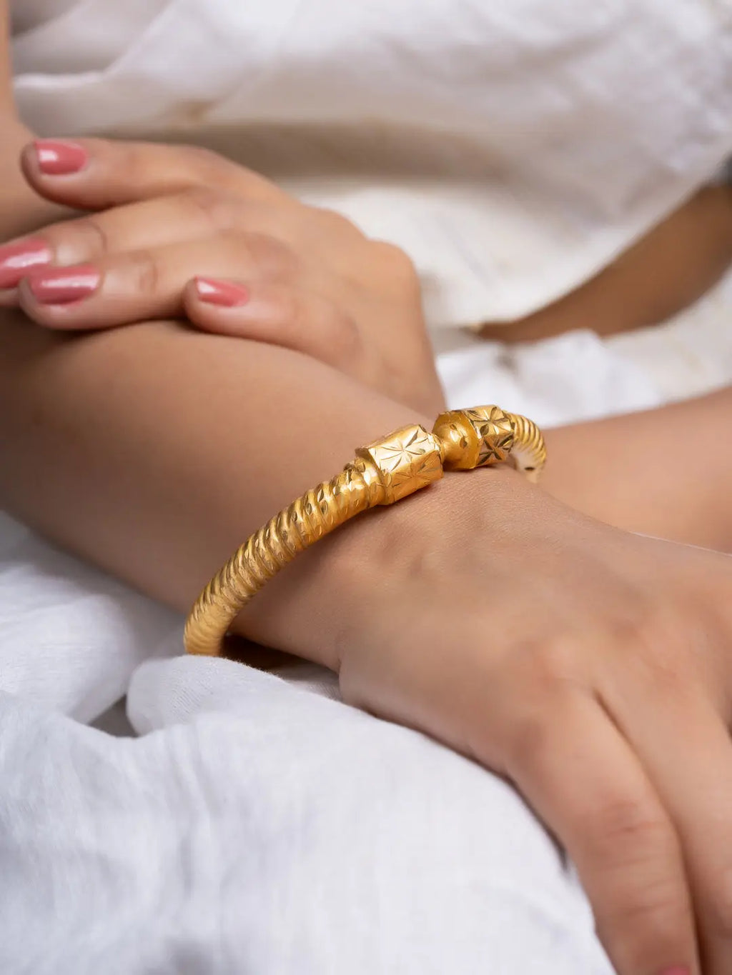 Gold Plated Traditional Sarada Bala Bangle - Elegant Copper Jewelry Design for All Occasions - Lookandadorn.com