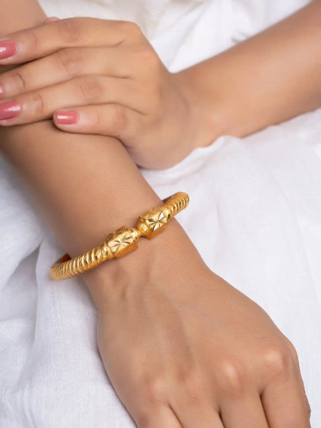 Gold Plated Traditional Sarada Bala Bangle - Elegant Copper Jewelry Design for All Occasions - Lookandadorn.com