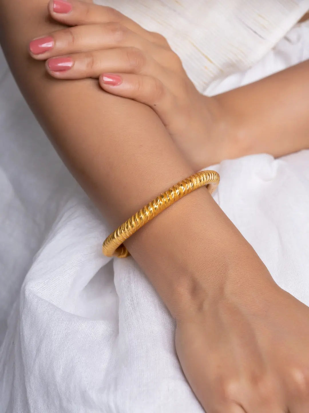 Gold Plated Traditional Sarada Bala Bangle - Elegant Copper Jewelry Design for All Occasions - Lookandadorn.com