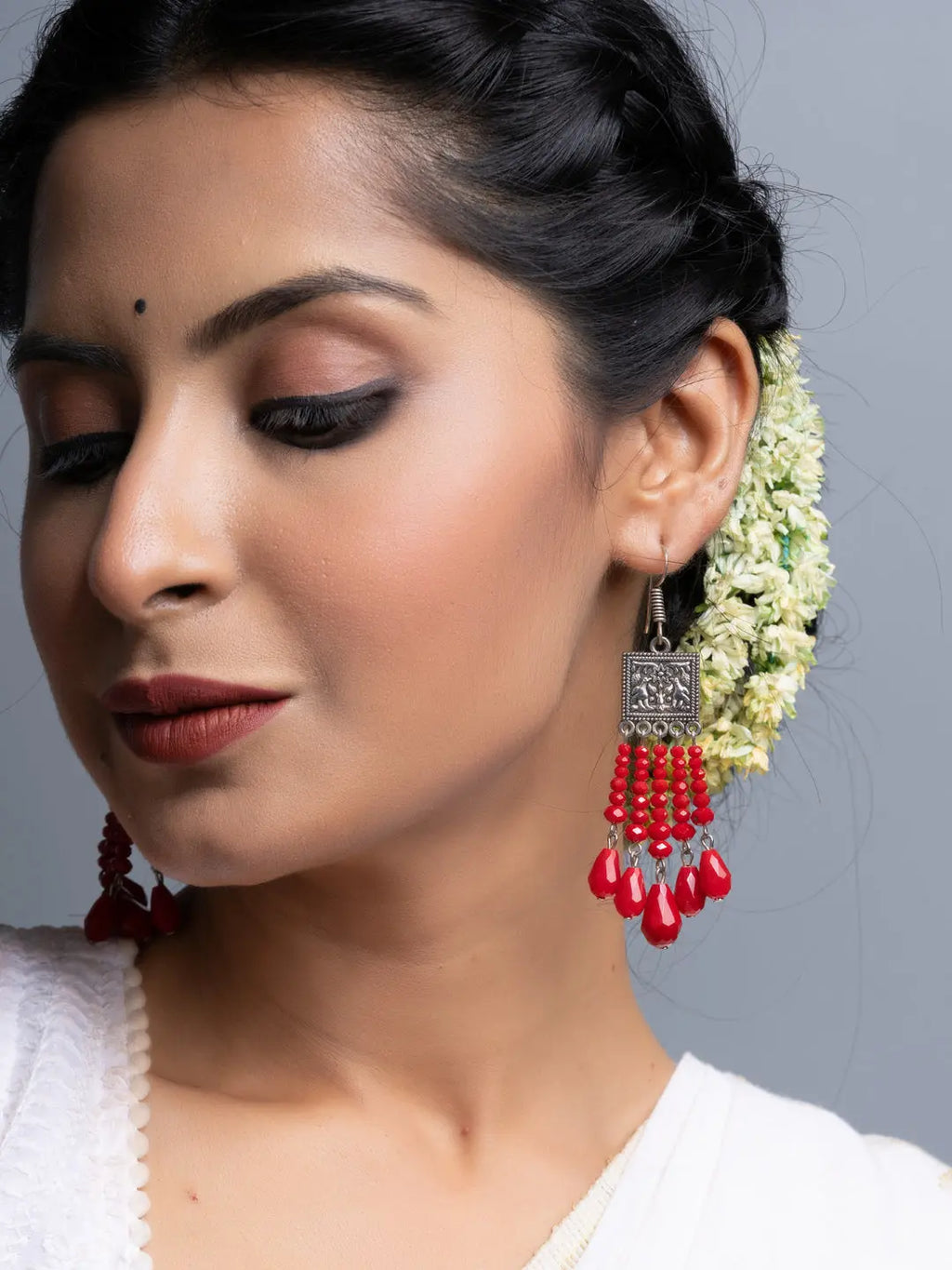 Red Drop Crystal Earrings