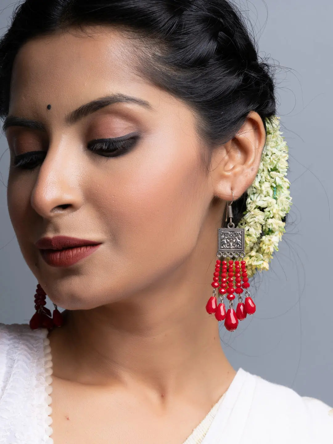 Red Drop Crystal Earrings