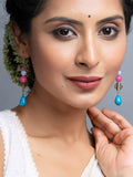 Blue Pink Semi Precious Onyx Earrings