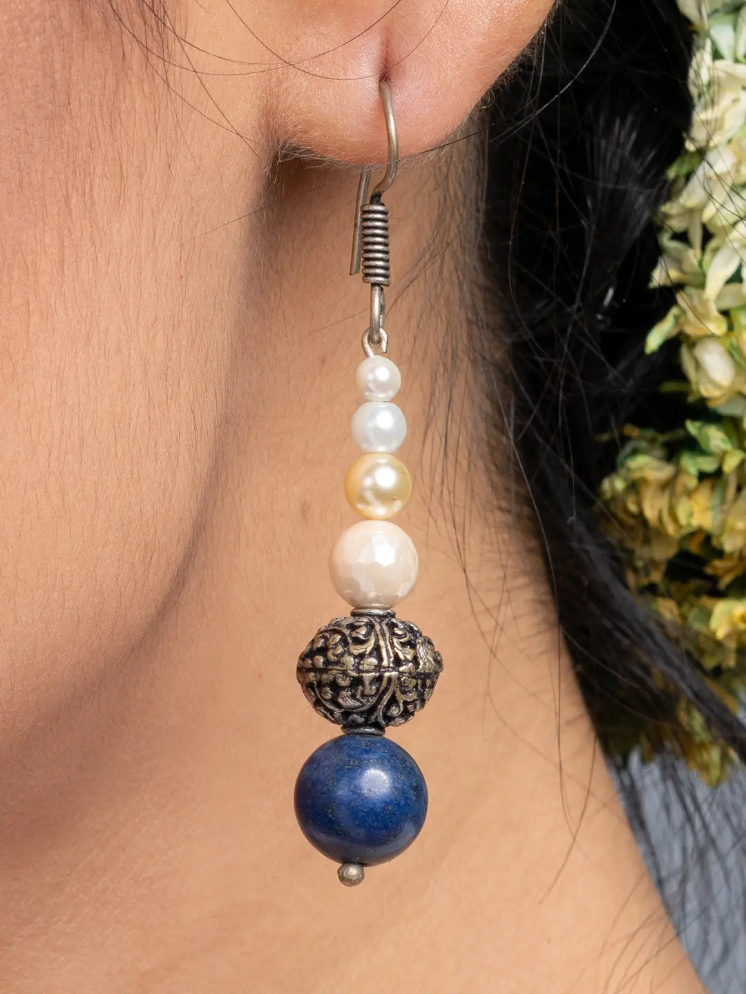 Fresh Water Pearl Lapis Dangler Earrings - Lookandadorn.com